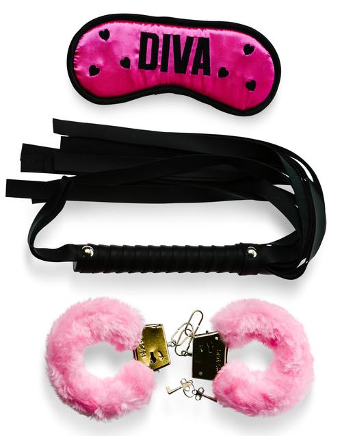 Diva Bondage Kit with Cuffs, Blindfold, and Flogger - Hamilton Park Electronics
