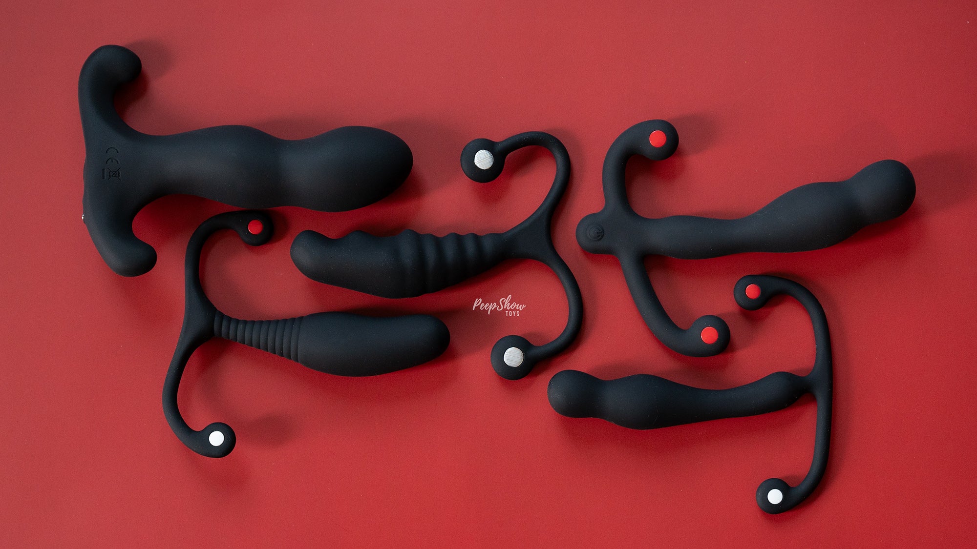 Aneros prostate massagers and prostate vibrators in black silicone, shapes compared