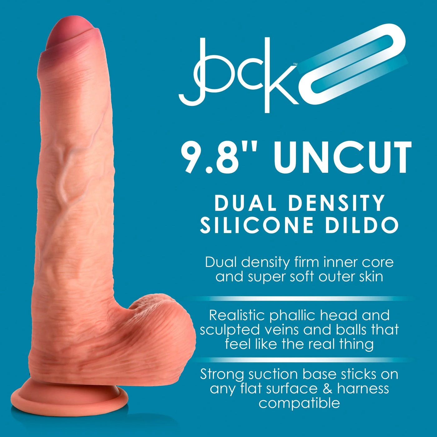 Jock Uncut 9.8" Dual-Density Silicone Dildo with Foreskin - Hamilton Park Electronics