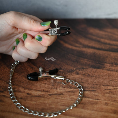 Chained Nipple Clamps - Adjustable with Padded Tips - Hamilton Park Electronics