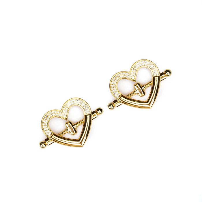 Heart-Shaped Nipple Clamps with Rhinestones - Hamilton Park Electronics