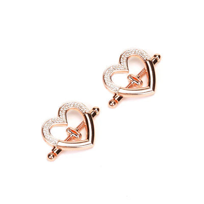 Heart-Shaped Nipple Clamps with Rhinestones - Hamilton Park Electronics