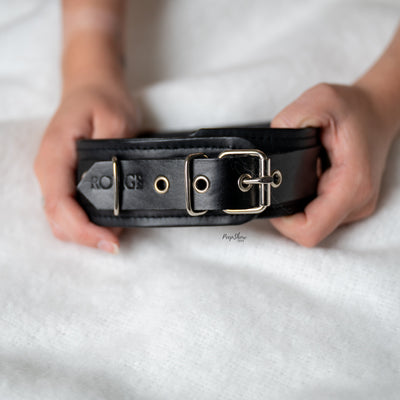 Plain Leather BDSM Collar, Real Leather by Rouge - Hamilton Park Electronics