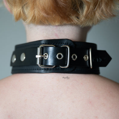 Plain Leather BDSM Collar, Real Leather by Rouge - Hamilton Park Electronics