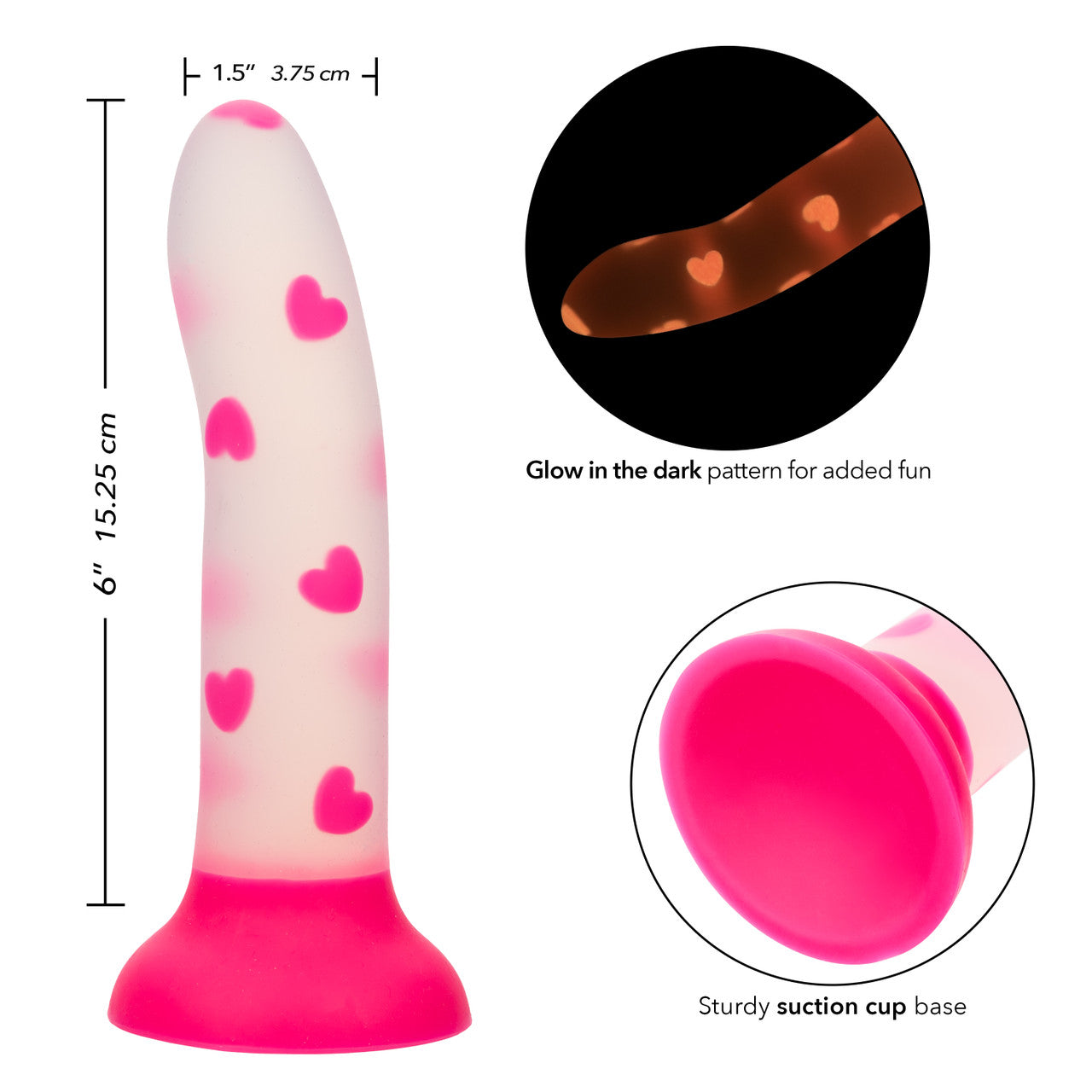 Glow Stick Heart Silicone Dildo GITD - Hamilton Park Electronics