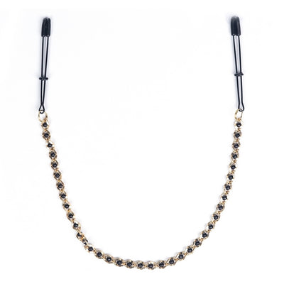 Beaded Black Tweezer Nipple Clamps with Golden Chain - Hamilton Park Electronics