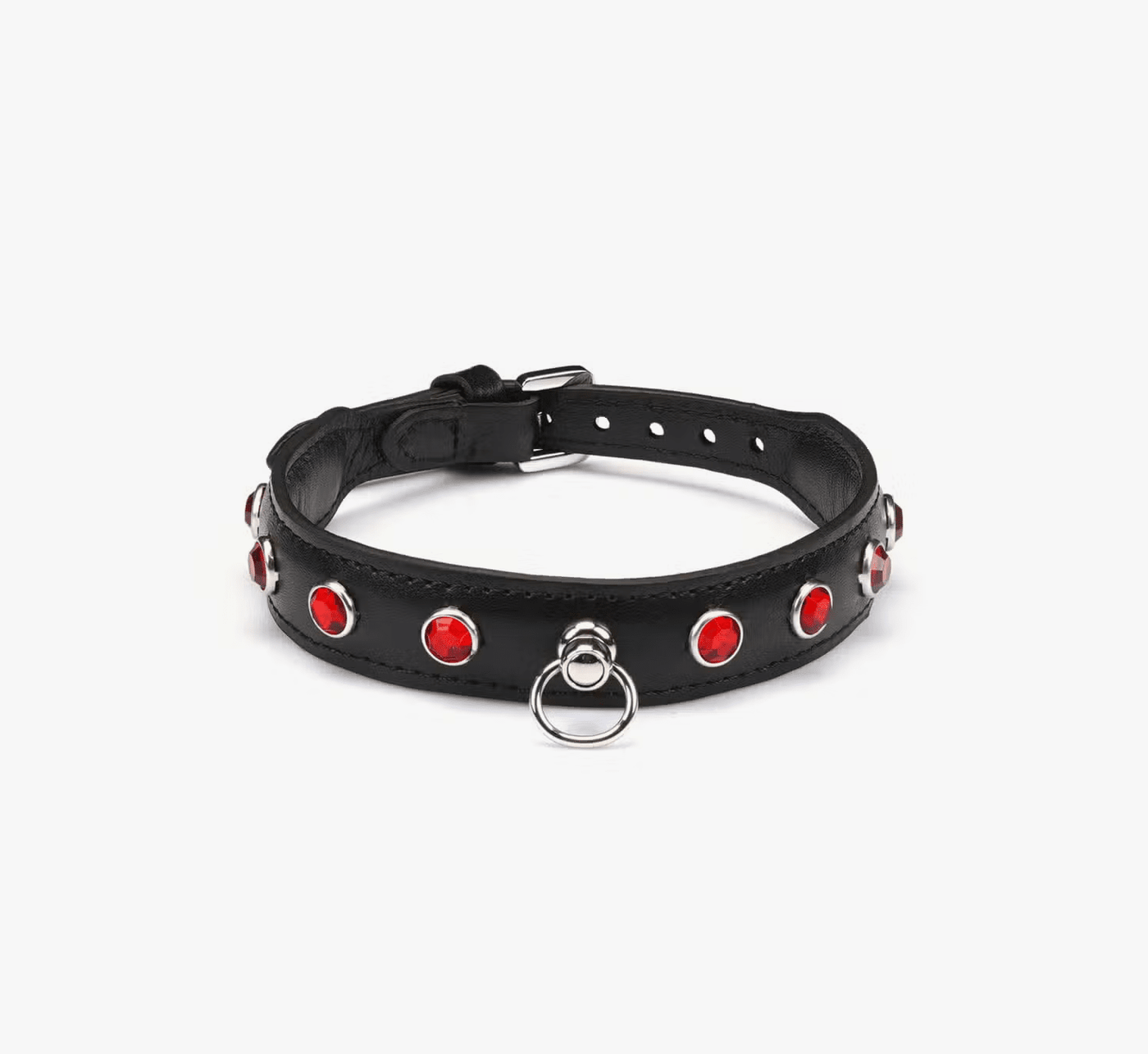 Premium Leather Choker with Red Gems by Liebe Seele - Hamilton Park Electronics