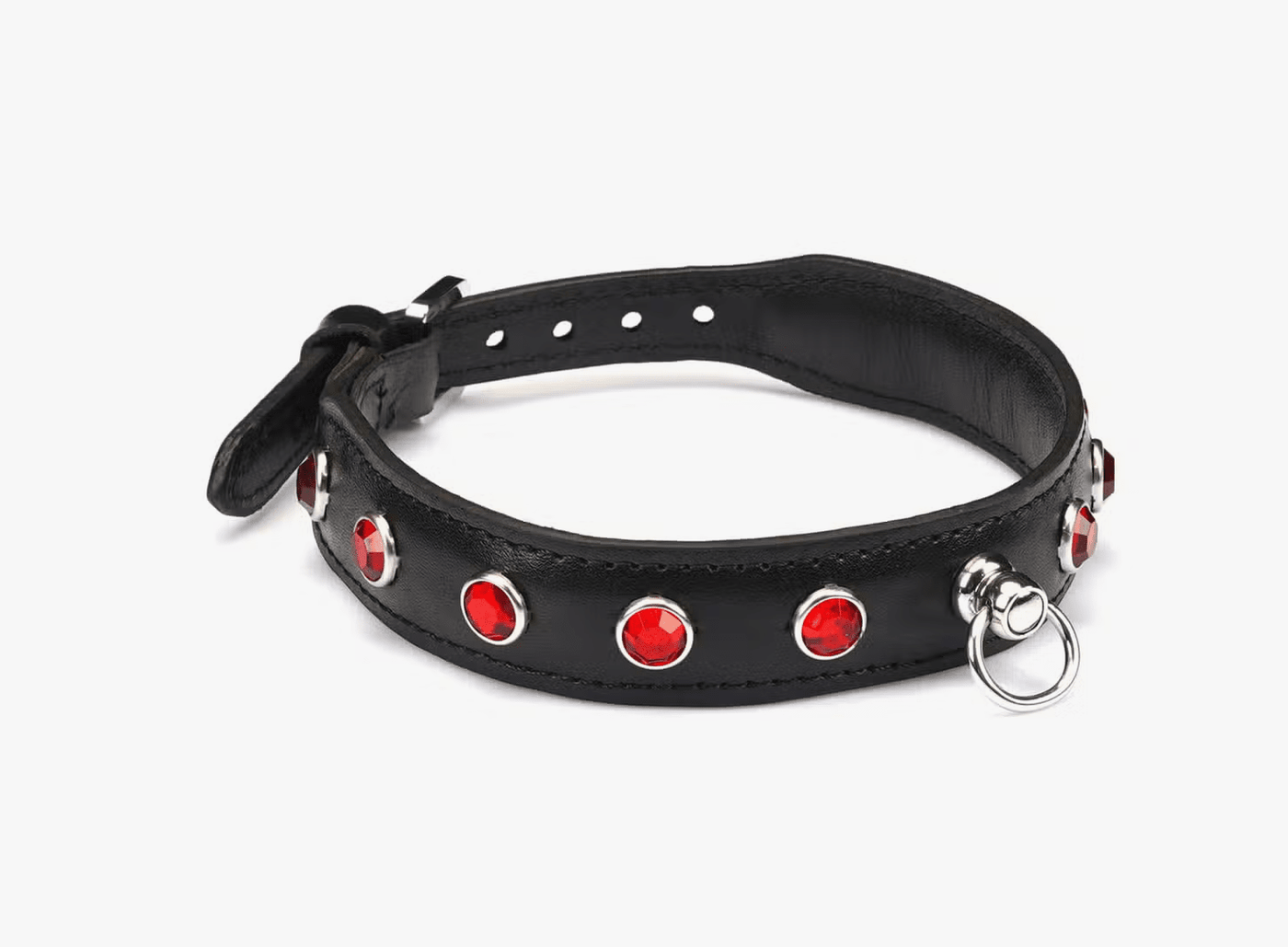 Premium Leather Choker with Red Gems by Liebe Seele - Hamilton Park Electronics