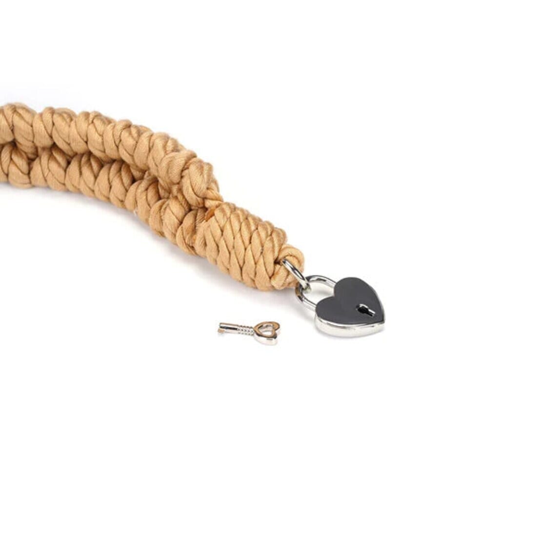 Shibari Bondage Rope Collar with Heart-Shape Lock - Hamilton Park Electronics