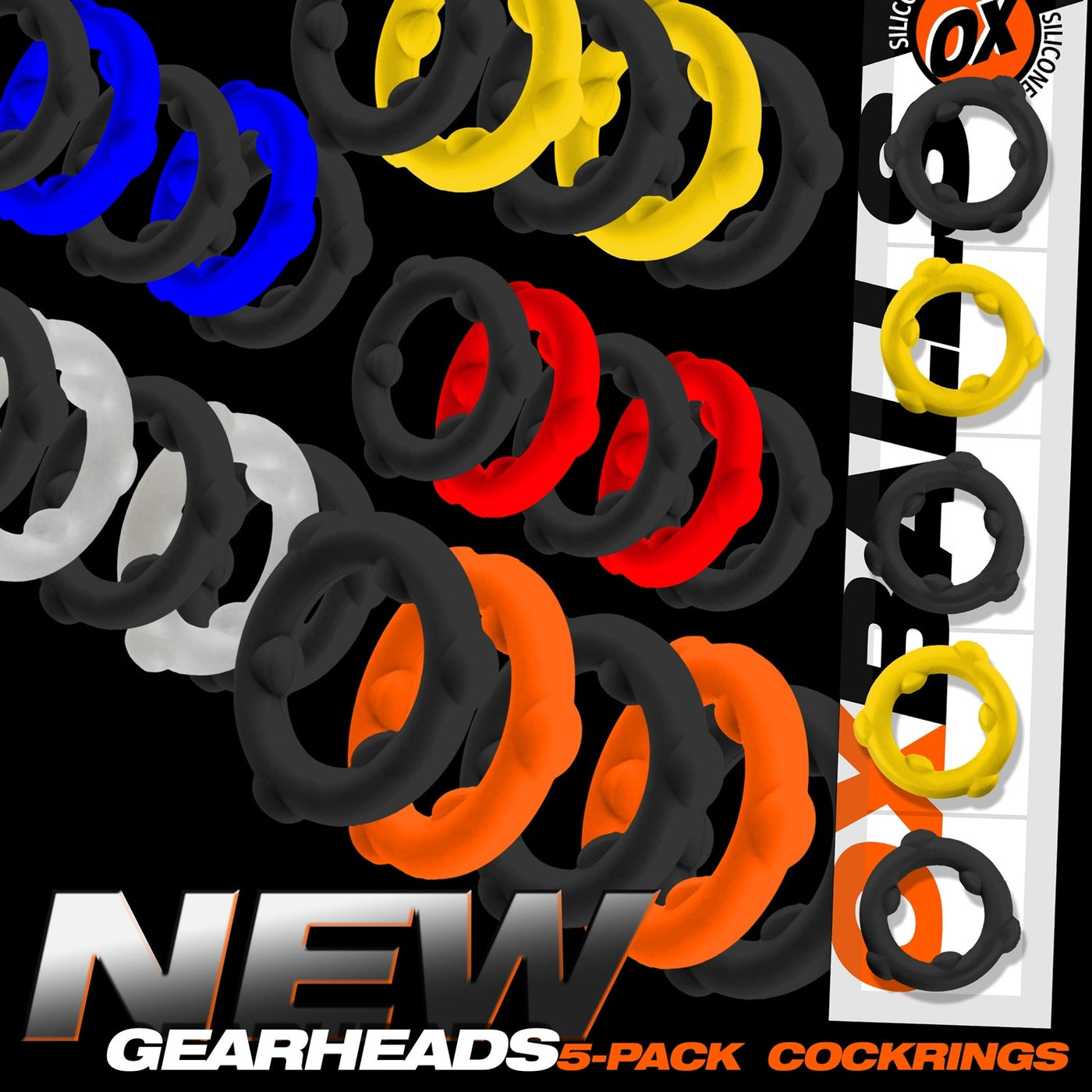 Oxballs Gearheads 5-Pack cock ring set - Hamilton Park Electronics
