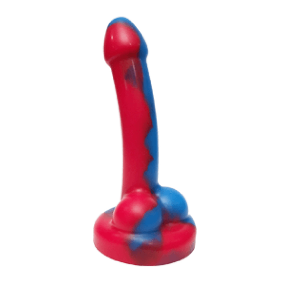 Suction Cup Base Smooth Silicone Dildo by Split Peaches in Red & Blue Swirl - Hamilton Park Electronics