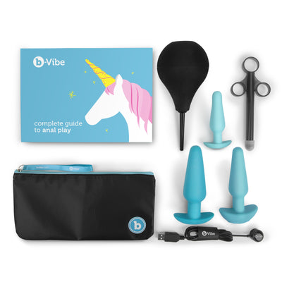 b-Vibe Anal Training & Education Set Plug Kit with Lube Launcher & Enema - Hamilton Park Electronics