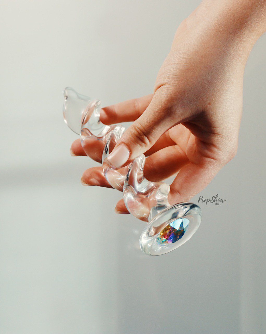 Crystal Delights Crystal Twist Glass Dildo with Swarovski Gem - 2 Colors - Hamilton Park Electronics