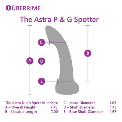 Uberrime Astra silicone G-spot dildo product dimensions length width