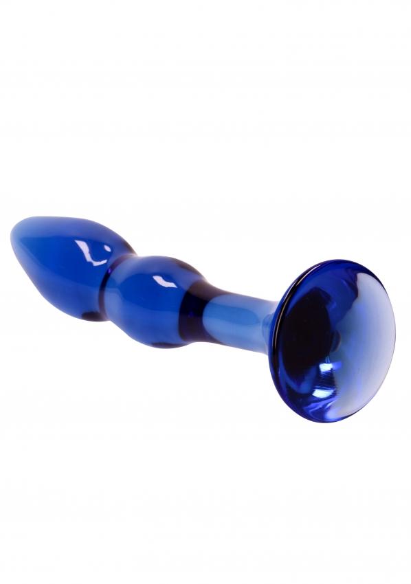 Chrystalino Gallant Blue Glass Curved Dildo Wand - Hamilton Park Electronics