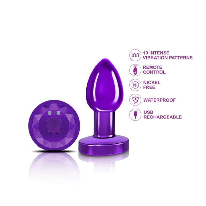 Cheeky Charms Vibrating Metal Butt Plug with Remote Control - Hamilton Park Electronics