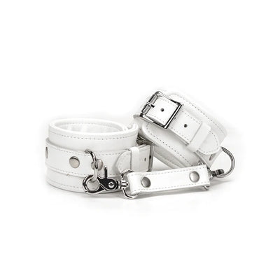 Fuji White Leather Ankle Cuffs - Hamilton Park Electronics