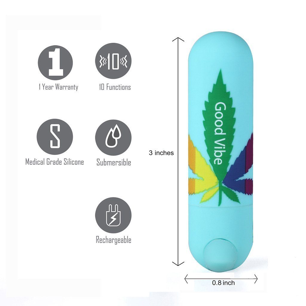 Maia Jessi 420 Rechargeable Mini Bullet Vibrator with Colorful Leaf Pattern - 420 Gift - Hamilton Park Electronics