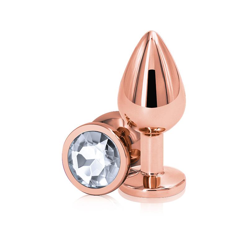 Rear Assets Rose Gold + Clear Gem Anal Plug by NS Hamilton Park Electronics