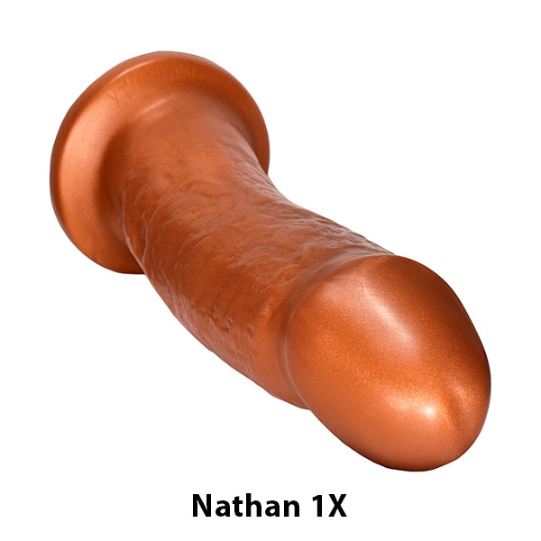 SquarePegToys® Nathan Harness SuperSoft Bronze Silicone Dildo with Suction Cup - Hamilton Park Electronics