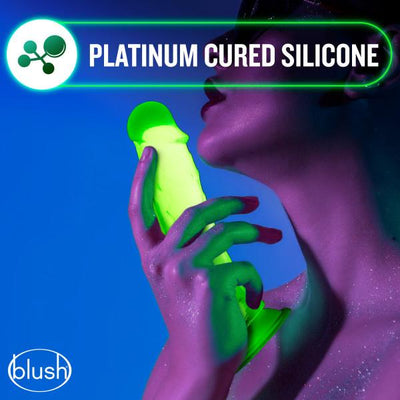 Blush Neo Elite GLOW in the Dark 7.5 Inch with Balls Silicone Dual Density Suction Cup Dildo - Hamilton Park Electronics