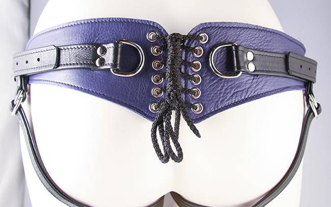 Aslan Prince Minx Purple Leather Strap-On Harness - Hamilton Park Electronics