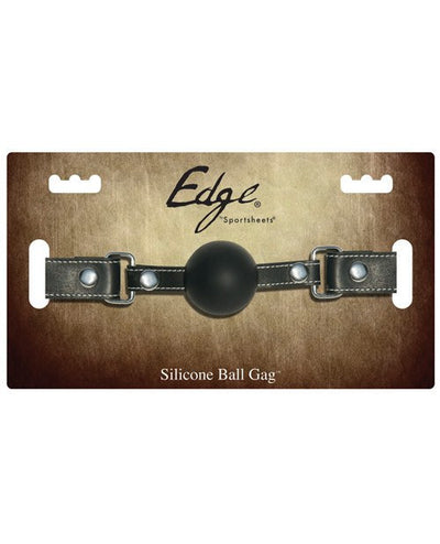 Leather Edge Black Silicone Ball Gag by Sportsheets - Hamilton Park Electronics