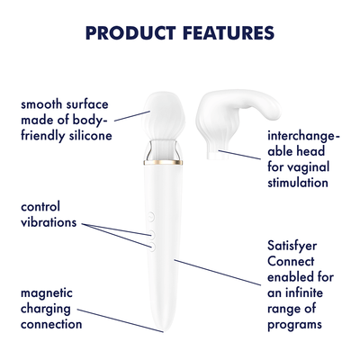 Satisfyer Double Wand-er Wand Vibrator - With 2 Attachment Heads & App Control! - Hamilton Park Electronics