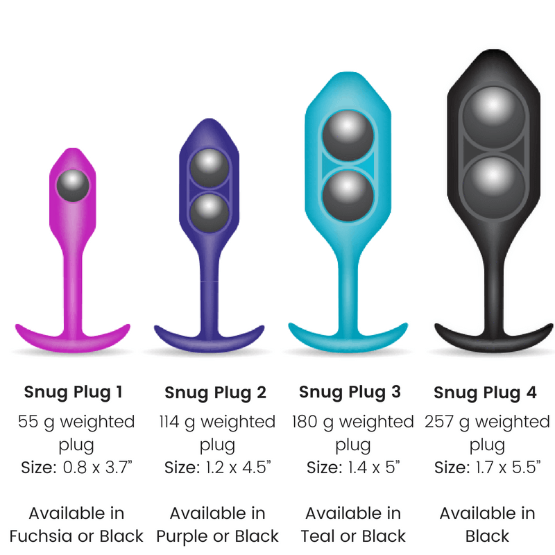 b-Vibe Snug Plug Weighted Silicone Butt Plugs - 5 Sizes - Hamilton Park Electronics