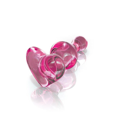 Icicles No. 75 Pink Glass Anal Plug With Heart Shaped Base - Hamilton Park Electronics