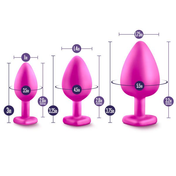Luxe Bling Plugs Silicone Butt Plug Training Kit Pink with White Gems - Hamilton Park Electronics