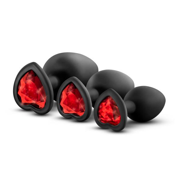 Luxe Bling Plugs Silicone Butt Plug Training Kit with Red Gems - Hamilton Park Electronics