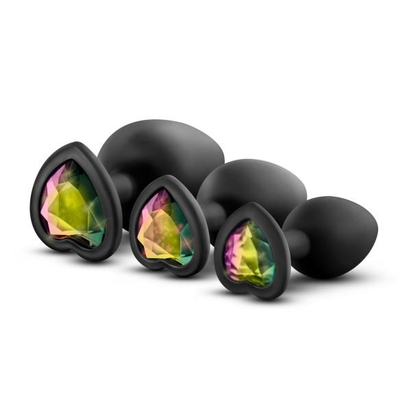 Luxe Bling Plugs Silicone Butt Plug Training Kit with Rainbow Gems - Hamilton Park Electronics