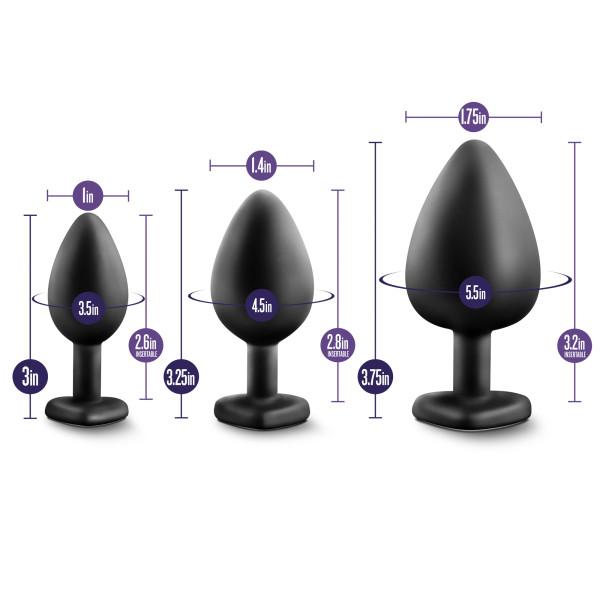 Luxe Bling Plugs Silicone Butt Plug Training Kit with White Gems Hamilton Park Electronics Luxe Bling Plugs Silicone Butt Plug Training Kit with White Gems Hamilton Park Electronics