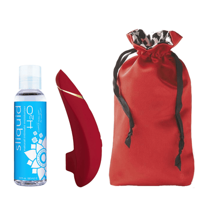 Womanizer Premium Bundle “Lady in Red” with Sugar Sak Antimicrobial Storage Bag - Hamilton Park Electronics